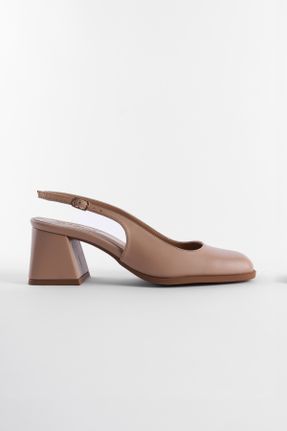 کفش پاشنه بلند کلاسیک بژ زنانه چرم مصنوعی پاشنه ضخیم پاشنه متوسط ( 5 - 9 cm ) کد 806161840