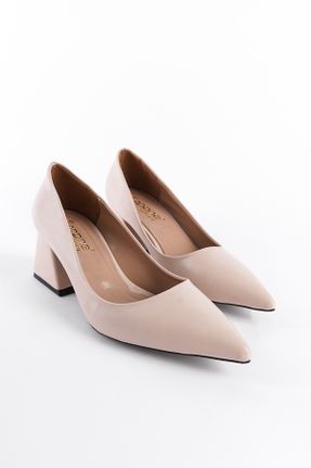 کفش پاشنه بلند کلاسیک بژ زنانه چرم مصنوعی پاشنه ضخیم پاشنه متوسط ( 5 - 9 cm ) کد 832476439