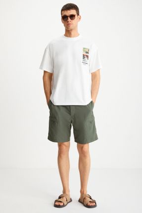 تی شرت نباتی مردانه رگولار یقه گرد تکی جوان کد 815488463
