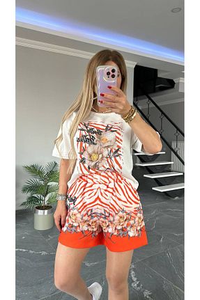 ست بالاتنه و پائین تنه نارنجی زنانه بافتنی bonibon butikk - کد 834663207