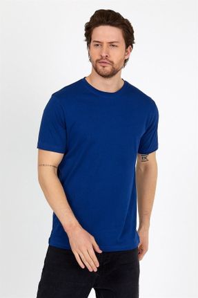 تی شرت آبی مردانه یقه گرد رگولار تکی بیسیک کد 288856742