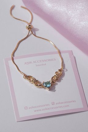 دستبند جواهر آبی زنانه زیرکن AŞIK ACCESSORIES - کد 819408958