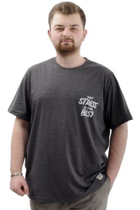 تی شرت طوسی مردانه سایز بزرگ کد 834663280