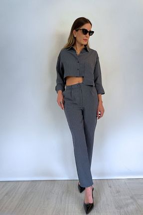 ست بالاتنه و پائین تنه طوسی زنانه بافت Bettina Istanbul - کد 824944787