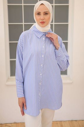تونیک حجاب آبی زنانه پنبه پلی استر benguen - کد 834455297