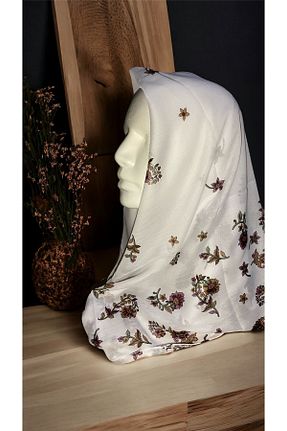 شال سفید زنانه پنبه ای ALTIYOLAKSESUAR - کد 827192090