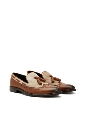 کفش لوفر قهوه ای مردانه چرم طبیعی پاشنه کوتاه ( 4 - 1 cm ) کد 716132971