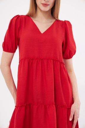 لباس قرمز زنانه بافتنی رگولار آستین-کوتاه کد 834858434