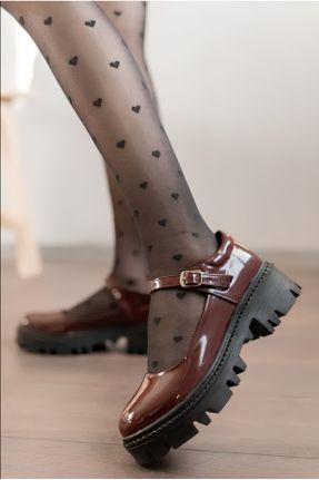 کفش آکسفورد زرشکی زنانه چرم مصنوعی پاشنه کوتاه ( 4 - 1 cm ) کد 809444485