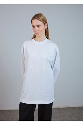 تی شرت سفید زنانه اورسایز یقه گرد کد 834872464