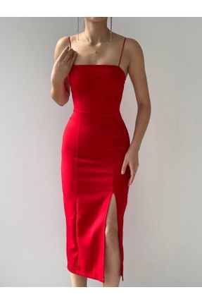 لباس قرمز زنانه بافتنی پلی استر بند دار کد 739861873