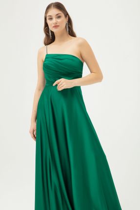 لباس مجلسی سبز زنانه پلی استر آستین استاندارد رگولار یقه قایقی آستر دار کد 777156079