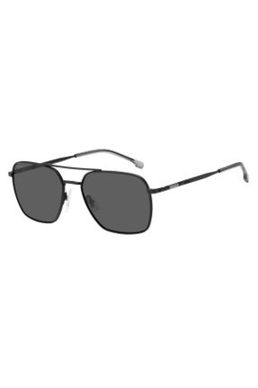 عینک آفتابی مشکی مردانه 57 UV400 فلزی مات مستطیل کد 314195045