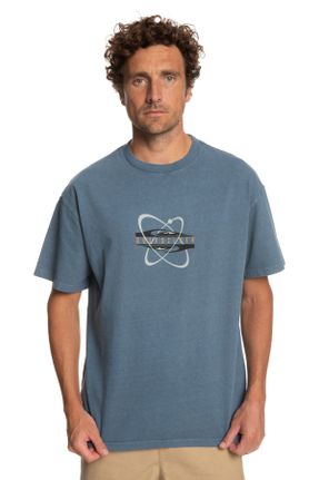 تی شرت آبی مردانه یقه گرد تکی کد 650162932
