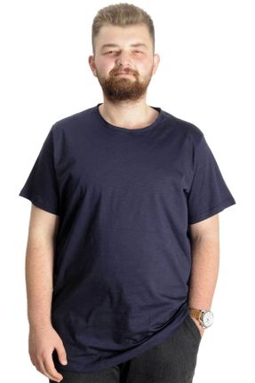 تی شرت سرمه ای مردانه سایز بزرگ پنبه (نخی) کد 755371600