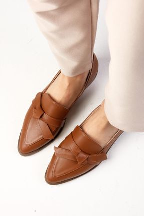 کفش لوفر قهوه ای زنانه چرم طبیعی پاشنه کوتاه ( 4 - 1 cm ) کد 259444232