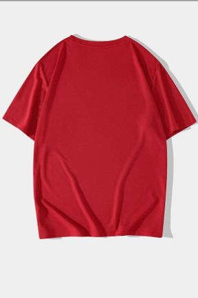 تی شرت قرمز زنانه یقه گرد اورسایز تکی کد 669189182