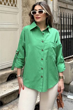 پیراهن سبز زنانه ریلکس فیت کد 820098115