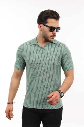 تی شرت سبز مردانه اسلیم فیت پلی استر یقه پولو کد 823350557