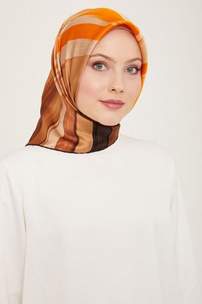 روسری قهوه ای کرپ ساتن ابریشم Armine - کد 808367899