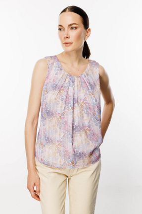 بلوز بنفش زنانه طرح دار Ekol - کد 835264260