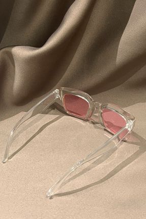 عینک آفتابی صورتی زنانه 50 UV400 استخوان مات هندسی کد 297909504