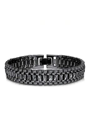 دستبند استیل (فولاد) مشکی مردانه استیل (فولاد) Omark Cotton - کد 835311334