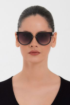 عینک آفتابی بنفش زنانه 50 UV400 فلزی مات گربه ای کد 122430075