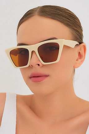 عینک آفتابی بژ زنانه UV400 Nilu Moda - کد 37363156
