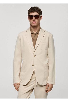 کت بژ مردانه اسلیم فیت MANGO Man - کد 821847154