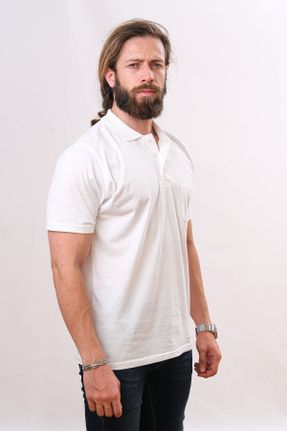تی شرت سفید مردانه یقه پولو کد 107982308