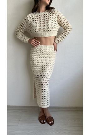 ست بالاتنه و پائین تنه رنگی زنانه بافتنی Julishop - کد 364292098