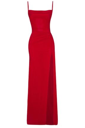 لباس فارغ التحصیلی قرمز زنانه لیکرا آستین استاندارد یقه مربع رگولار بدون آستر کد 120957103