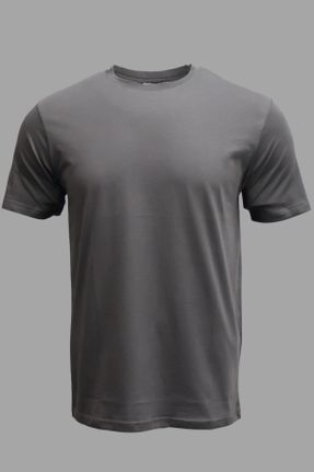 تی شرت طوسی مردانه یقه گرد رگولار تکی بیسیک کد 758353116