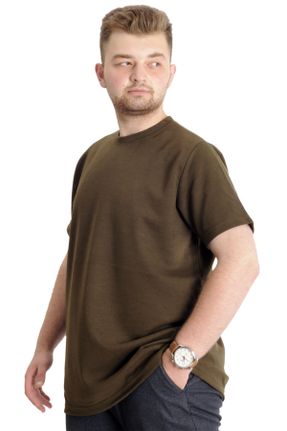 تی شرت خاکی مردانه سایز بزرگ پنبه (نخی) کد 755366078