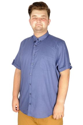 پیراهن سرمه ای مردانه سایز بزرگ پنبه (نخی) کد 42028749