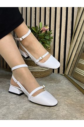 کفش پاشنه بلند کلاسیک سفید زنانه چرم مصنوعی İmerShoes - کد 806019538