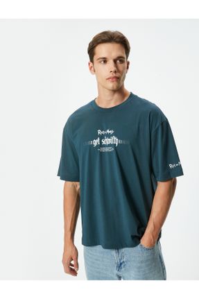 تی شرت آبی مردانه یقه گرد ریلکس کد 831234745