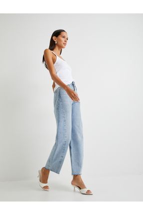 شلوار جین آبی زنانه فاق بلند کاپری کد 822188027