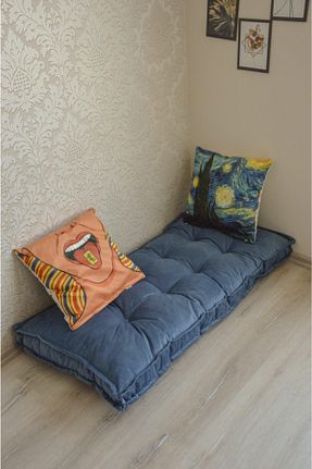 پوف و نیمکت سرمه ای 125 x 66 Kırlenta - کد 137137505