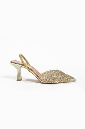 کفش پاشنه بلند کلاسیک طلائی زنانه چرم مصنوعی پاشنه نازک پاشنه متوسط ( 5 - 9 cm ) کد 826403438