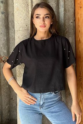 بلوز مشکی زنانه ساده GÜLSELİ - کد 835014268