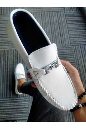 کفش کژوال سفید مردانه چرم مصنوعی پاشنه کوتاه ( 4 - 1 cm ) پاشنه ساده کد 819560239
