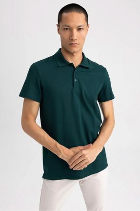 تی شرت سبز مردانه یقه پولو پنبه (نخی) اسلیم فیت تکی بیسیک کد 823547603