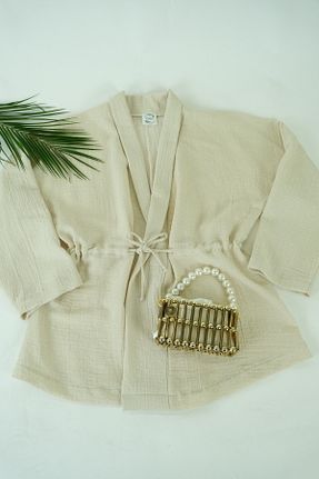 کیمونو و کافتان بژ زنانه %100 پنبه MOKİTA DESIGN - کد 835084194