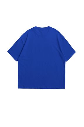 تی شرت آبی زنانه اورسایز یقه گرد کد 684493436