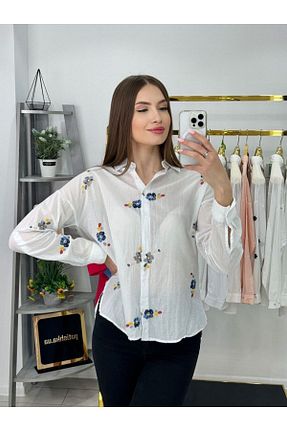 پیراهن سفید زنانه اورسایز Sobce - کد 830231808