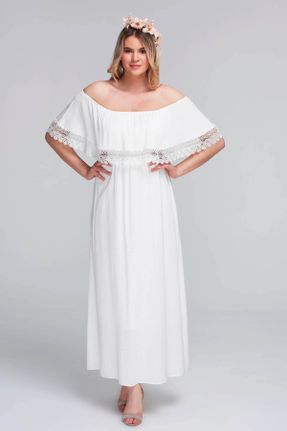 لباس سفید زنانه ویسکون رگولار پارچه کد 327456787