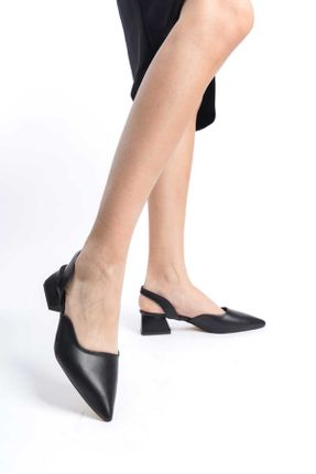 کفش پاشنه بلند کلاسیک مشکی زنانه چرم مصنوعی پاشنه ضخیم پاشنه کوتاه ( 4 - 1 cm ) کد 792616594