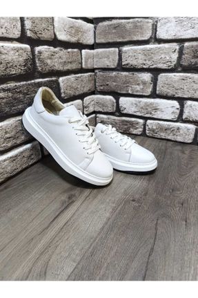کفش کژوال سفید مردانه چرم طبیعی پاشنه کوتاه ( 4 - 1 cm ) پاشنه ساده کد 833914468